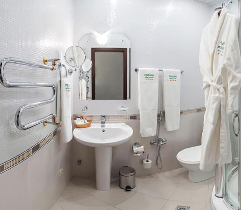 Ванная комната в 2 местном 1 комнатном номере Классик пансионата Родина Отель&Спа в Ессентуках