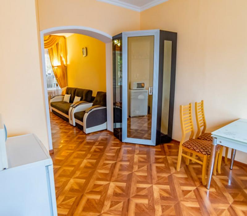 Кухонная зона в 2 местном 3 комнатном Люксе с балконом санатория Родник. Кисловодск